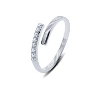 CZ Rhodium Plated Spiral Silver Ring NSR-3900-RP